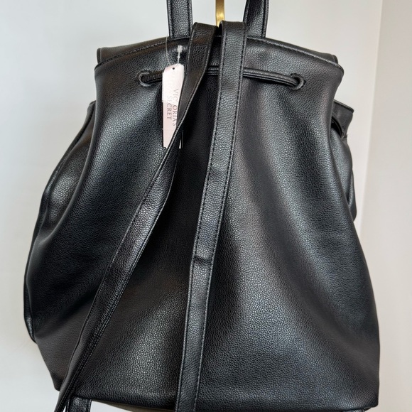 VS Black Faux Leather Backpack Carryall NWT - Picture 2 of 8